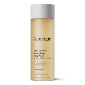 Geologie Acne Control Body Wash | Exfoliating AHA + BHA Cleanser for Men & Women | Reduces Bacne & Body Breakouts | Salicylic Acid + Glycolic Acid | 8.4 Fl Oz