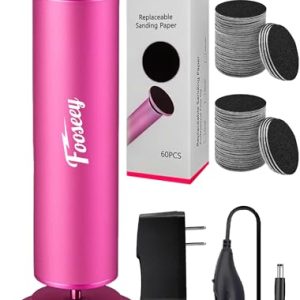 Electric Foot File Tool – Callus Remover for Feet (FSA or HSA Eligible), Professional Pedicure Machine with 60pcs Sandpaper Discs, Adjustable Speed Foot Files for Deadskin, Dry and Cracked Feet
