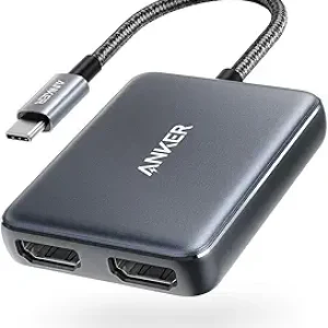 Anker USB C to Dual HDMI Adapter, Compact and Portable USB C Adapter, Supports 4K@60Hz and Dual 4K@30Hz, for MacBook/LenovoYoga/Thinkpad, XPS, and More [macOS only Support SST Mode]
