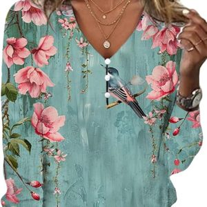 Boho Floral V-Neck Tops for Women – A Retro Twist for Modern Summer Style